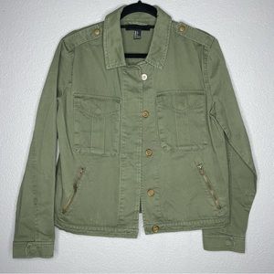 Forever 21 Army Green button up jacket- S